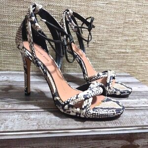 New Gianni Bini Leather Upper Snake Skin Print High Heel Sandals 8M